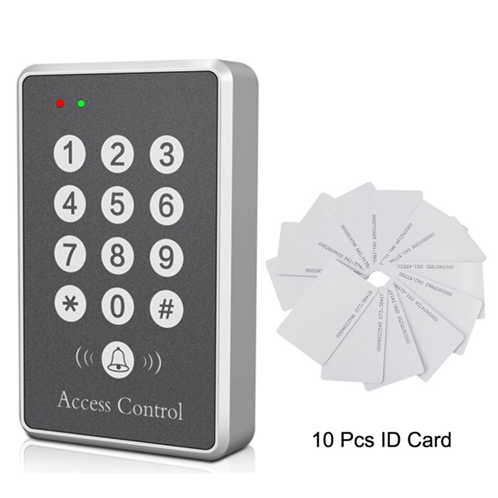 125Khz RFID Access Control Keypad Reader Device 500 users Security RFID Proximity Entry Door Lock Access Controler Keyboard: D85 silver 10 Card