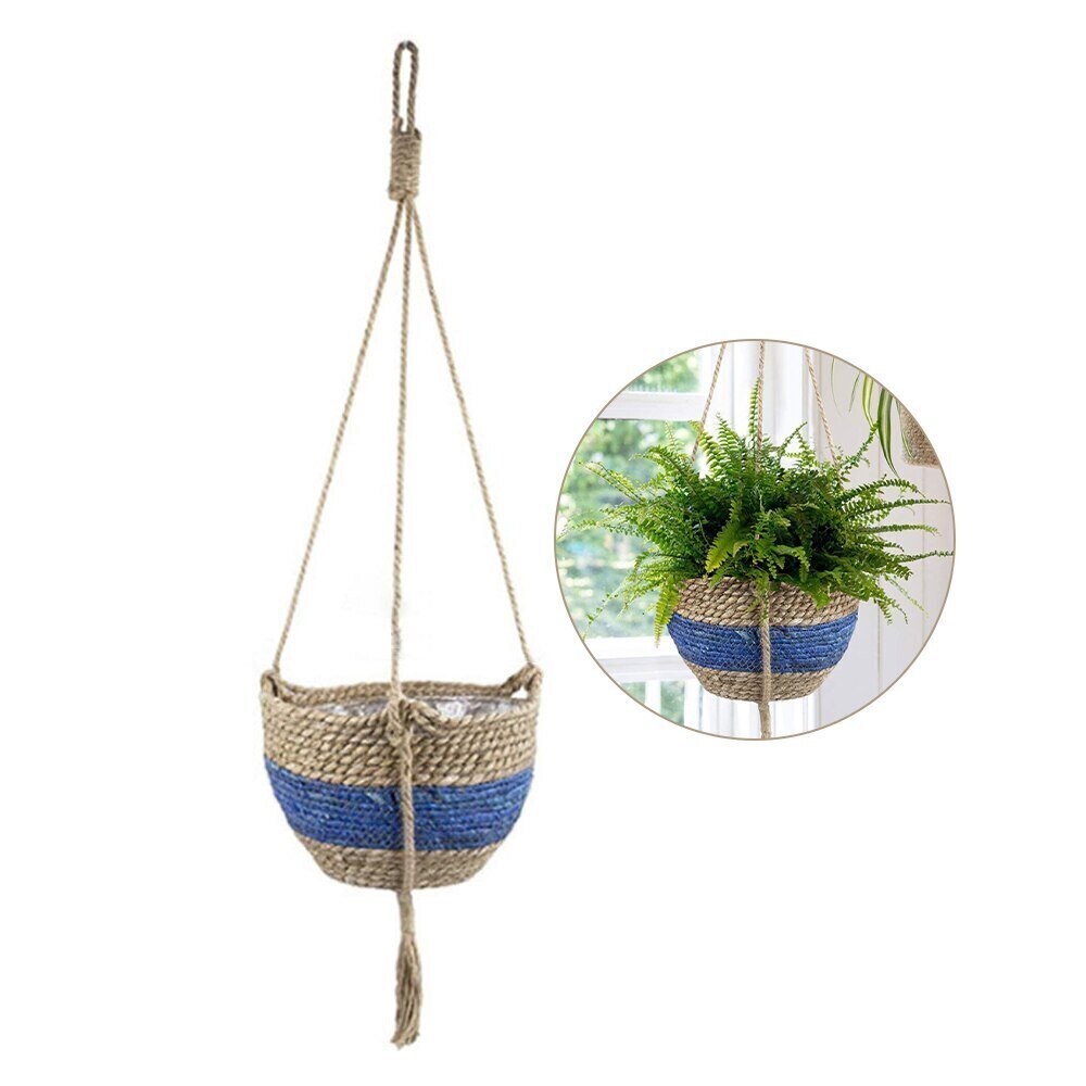 Nordic Natural Hanging Plant Pot Plants Hanger Cotton Rope Hanging Seagrass Flower Planting Basket Basket Holder Garden Decor: C