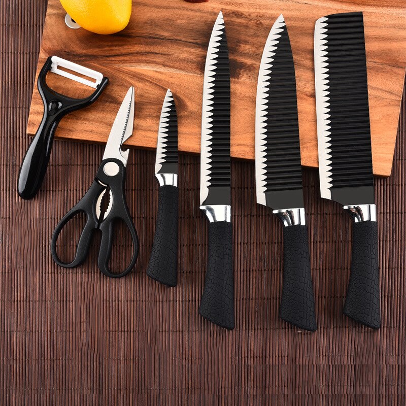 6 stücke Küchenmesser Set Hand Geschmiedet Küche Messer Schere Keramik Schäler Chef Slicer Schäl Messer als: B