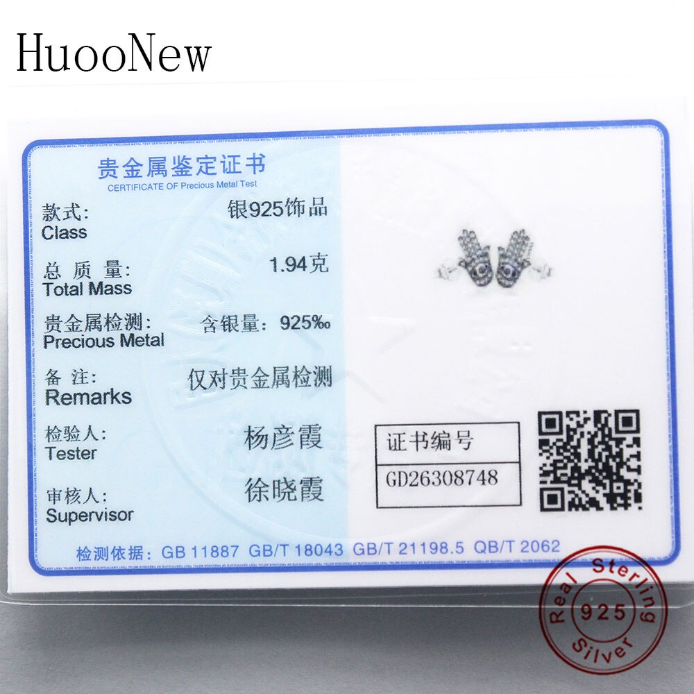 925 Sterling Zilver Fatima Hand Palm Evil Eye Blue Clear Zirkoonkristal Stud Oorbellen Voor Vrouwen Brincos Mode Oorbellen