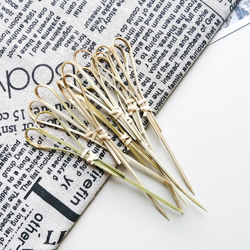 100PCS Bamboo Fruit Picks Cocktail Decoration Toothpicks Salad Sandwich Buffet Desserts Aperitif Cocktail Sticks Decoration