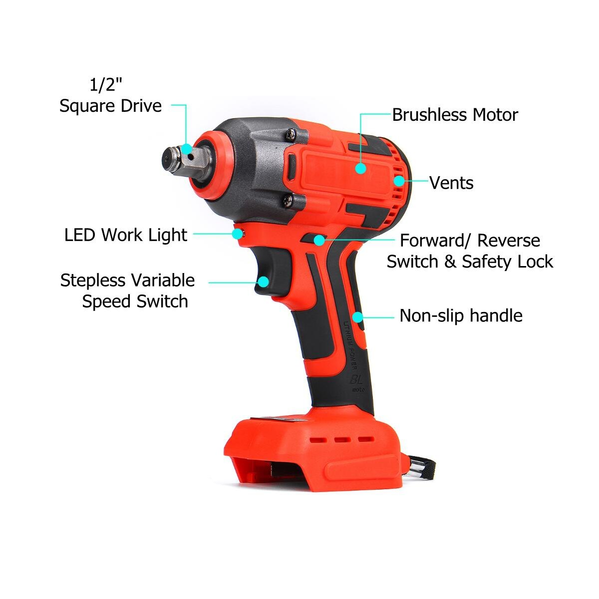 Destornillador eléctrico inalámbrico 18V 520 N.m, velocidad sin escobillas, llave de impacto, taladro recargable para batería Makita DTW285Z