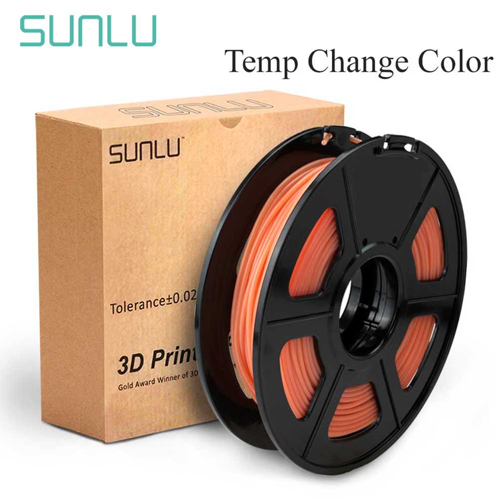 SUNLU 3D Printer PLA Filament Temperature Change Color 1KG Spool 1.75mm Dimensional Accuracy +/- 0.02mm Orange To Green Filament
