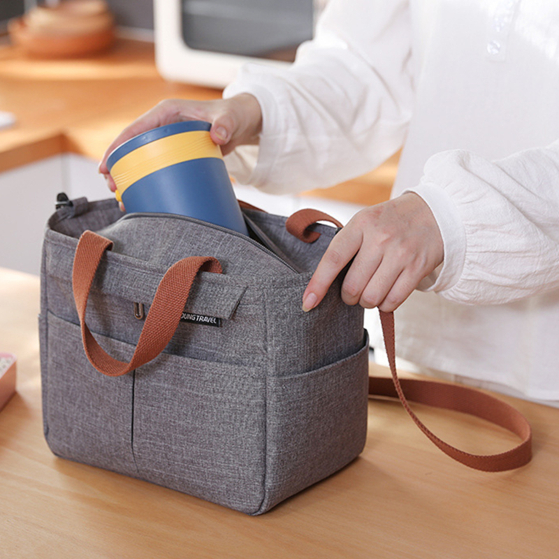 Portable Lunch Box Insulated Thermal Bag Picnic Food Cooler Pouch Large Capacity Shoulder Bento Storage Bags For Women Children