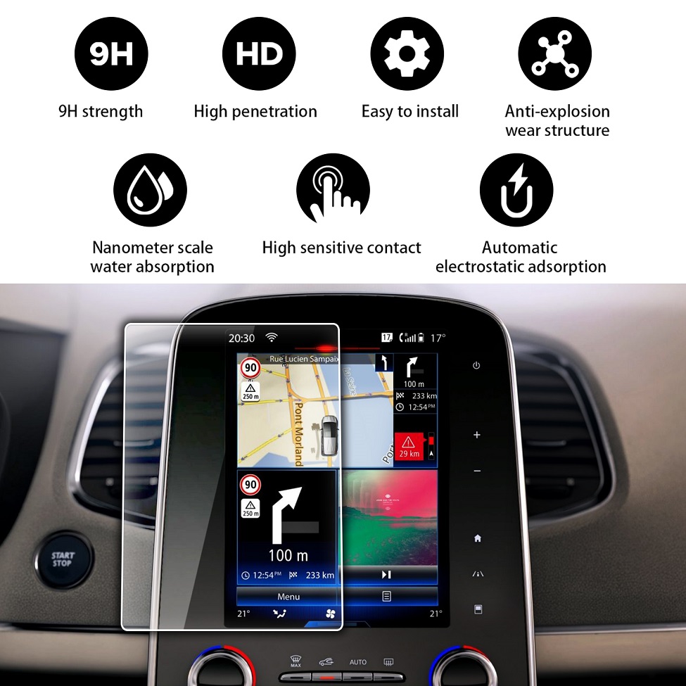 Ruiya skjermbeskytter i herdet glass for renault talisman/renault espace r-link bilnavigasjonsdisplay: 8- tommer