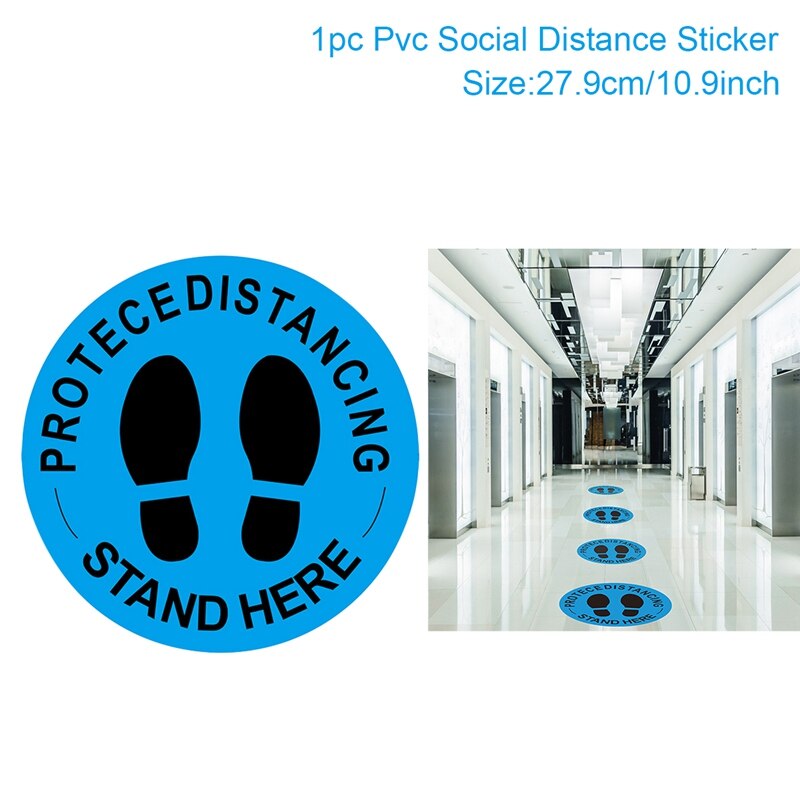Social Distancing Sticker Waterproof Traffic Distancing Stickers Guidance Keep 2M Away for Retail Shop Restaurant School Public: 1pc blue