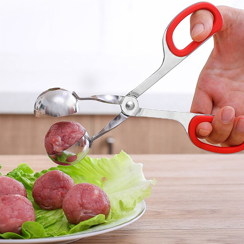 Rustfritt stål kjøttboller klipp piller maker matte klipp kjøttboller maker husholdnings suppe ball klipp fisk ball maker klipp spoonkitchentool