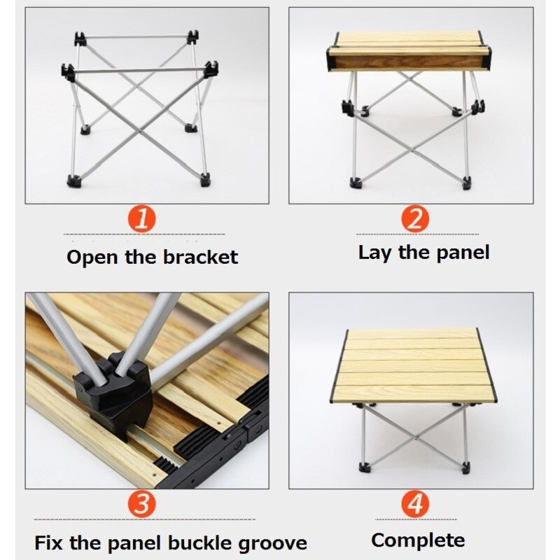 Ultralight Aluminum Alloy Folding Table Outdoor Foldable Wood Grain Camping Table For Backyards Family Party Picnic BBQ