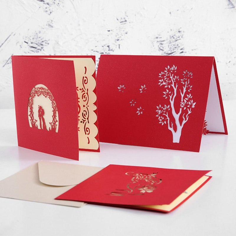Rose Pop-Up Card-3D Creatieve-Wenskaart, Romantische Rode Bloem Handgemaakte Kaart, vrouw Valentijnsdag Pop-Up Kaart, Bruiloft Anni
