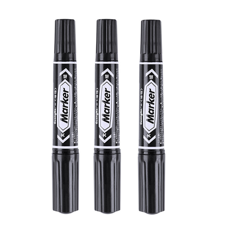 3 stücke/5 stücke Wasserdicht dauerhaft Marker Stifte Schwarz Blau verrotten Zwei Schreibfedern Öl Tinte Kein Verblassen Unterschrift Stift für Papier Metall Glas Kennzeichnung: Weiß