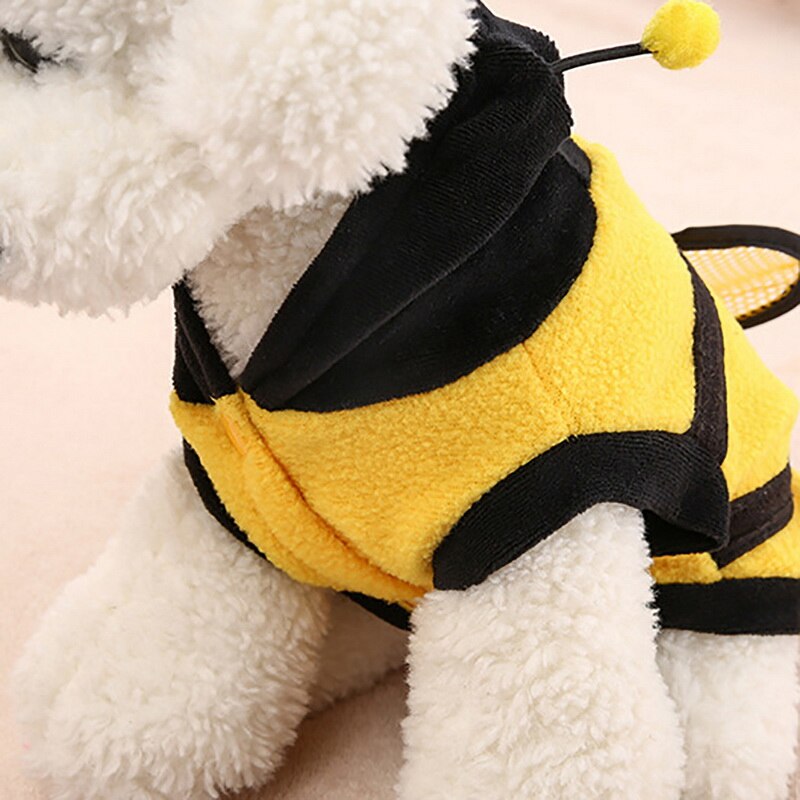Pet Dog Apparel Coat Hoodie Costume Outfit Puppy Bumble Bee Warm Dog Cat Clothing Cosplay Dress Coat Pet Clothes For Small