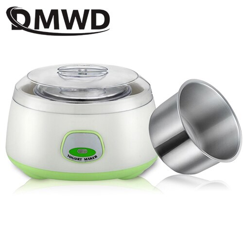 Máquina eléctrica para Yogurt DMWD, fermentador Leben automático multifunción de acero inoxidable con revestimiento nato, máquina para vino, Yogurt, 4 tazas: Manual no cups green
