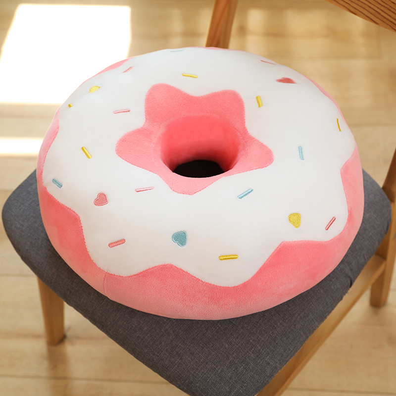 Decoration Donut Plush Pillow Like Real Fantastic Ring Shaped Food Plush Soft Seat Cushion Head Pillow Christmas: Orange / 31cm-50cm