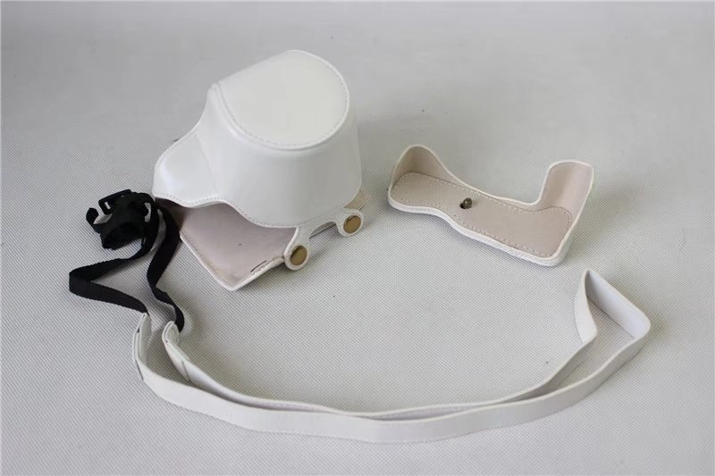 Étui en cuir pu pour appareil photo canon eos  m6, eosm 6, eosm 6 15-45mm housse de protection pour objectif avec sangle
