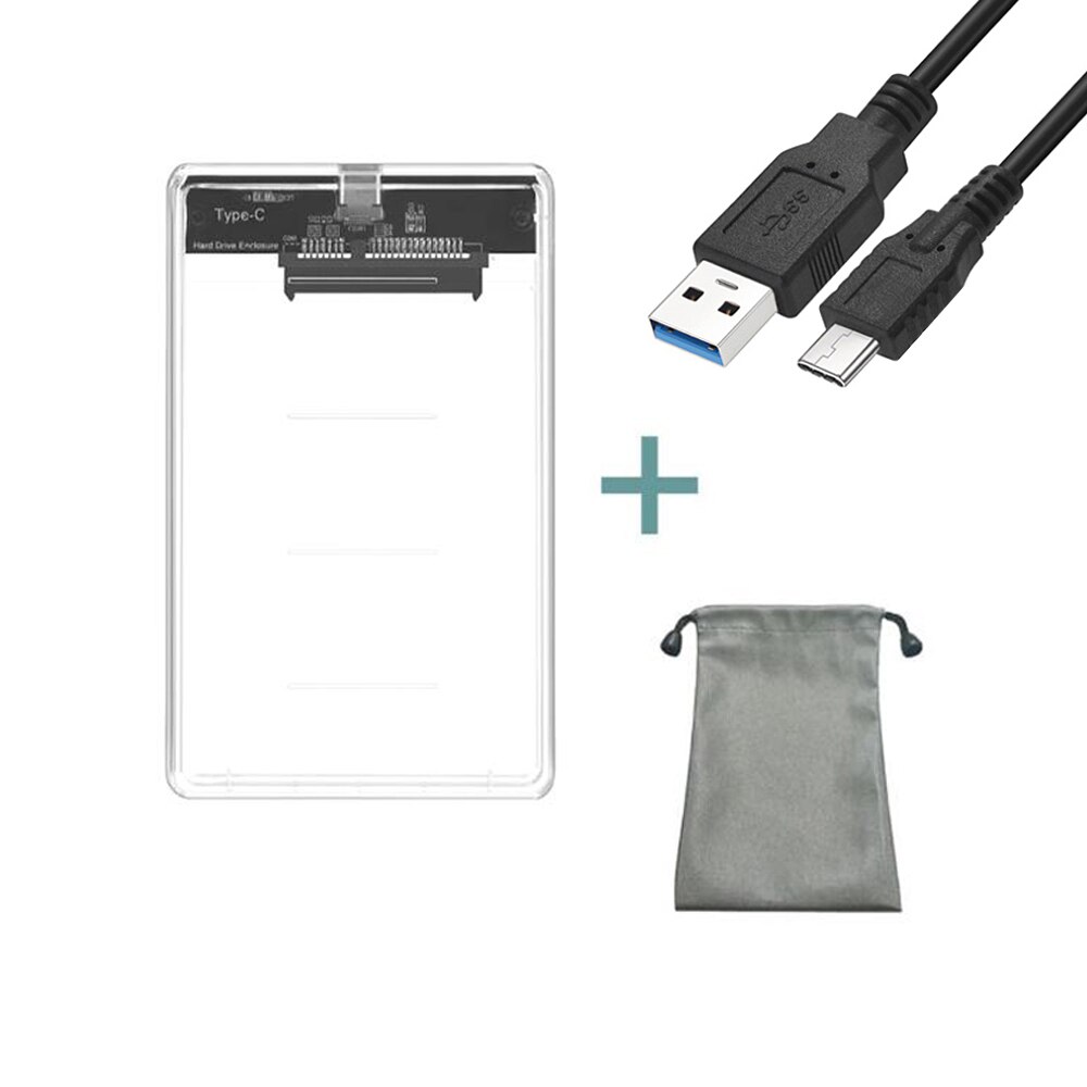 Chipal transparent hdd-fodral 5 gbps typ-c usb 3.0 to sata 3.0 adapter extern 2.5 tum ssd hårddisk hd-hölje uasp-protokoll: Kabelpåse typ c