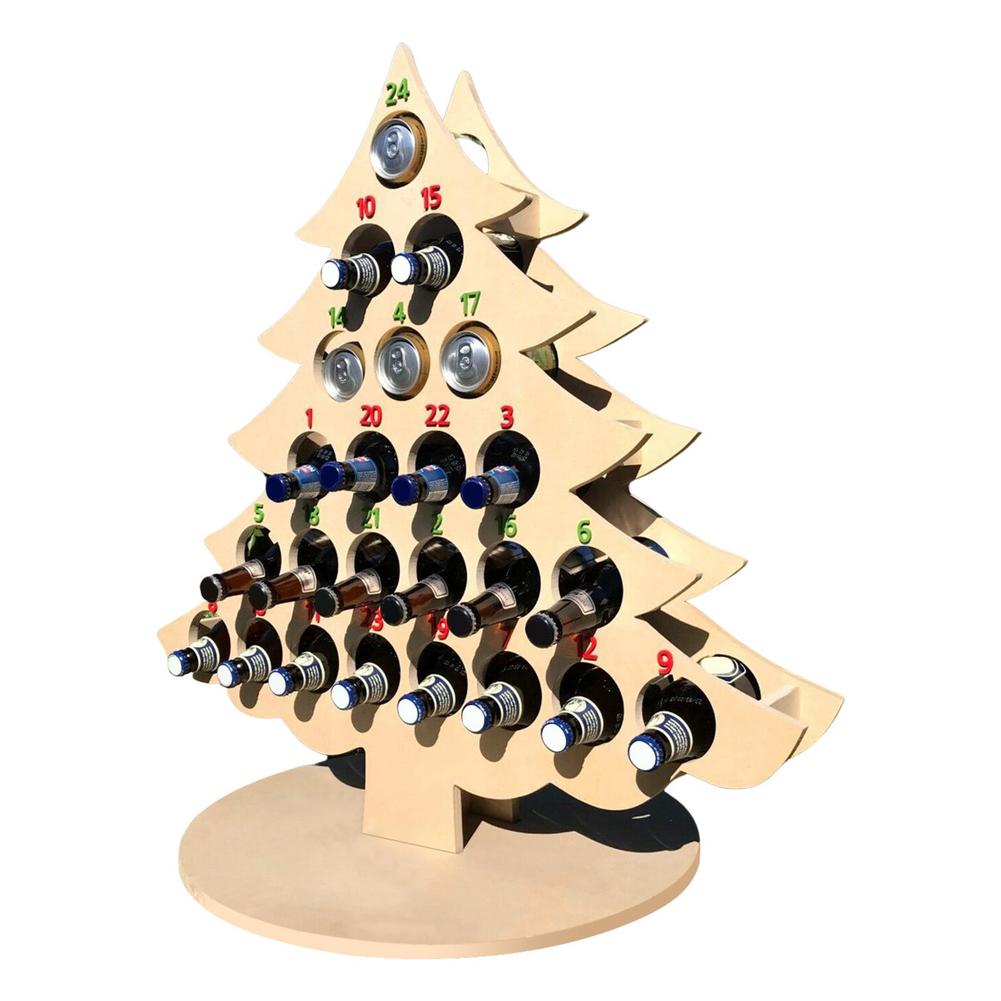 Wine Bottle Holder - Christmas Tree Advent Calendar - Wine Bottle Rack Wood - Wooden Christmas Advent Countdown Calendar Christm: Blue