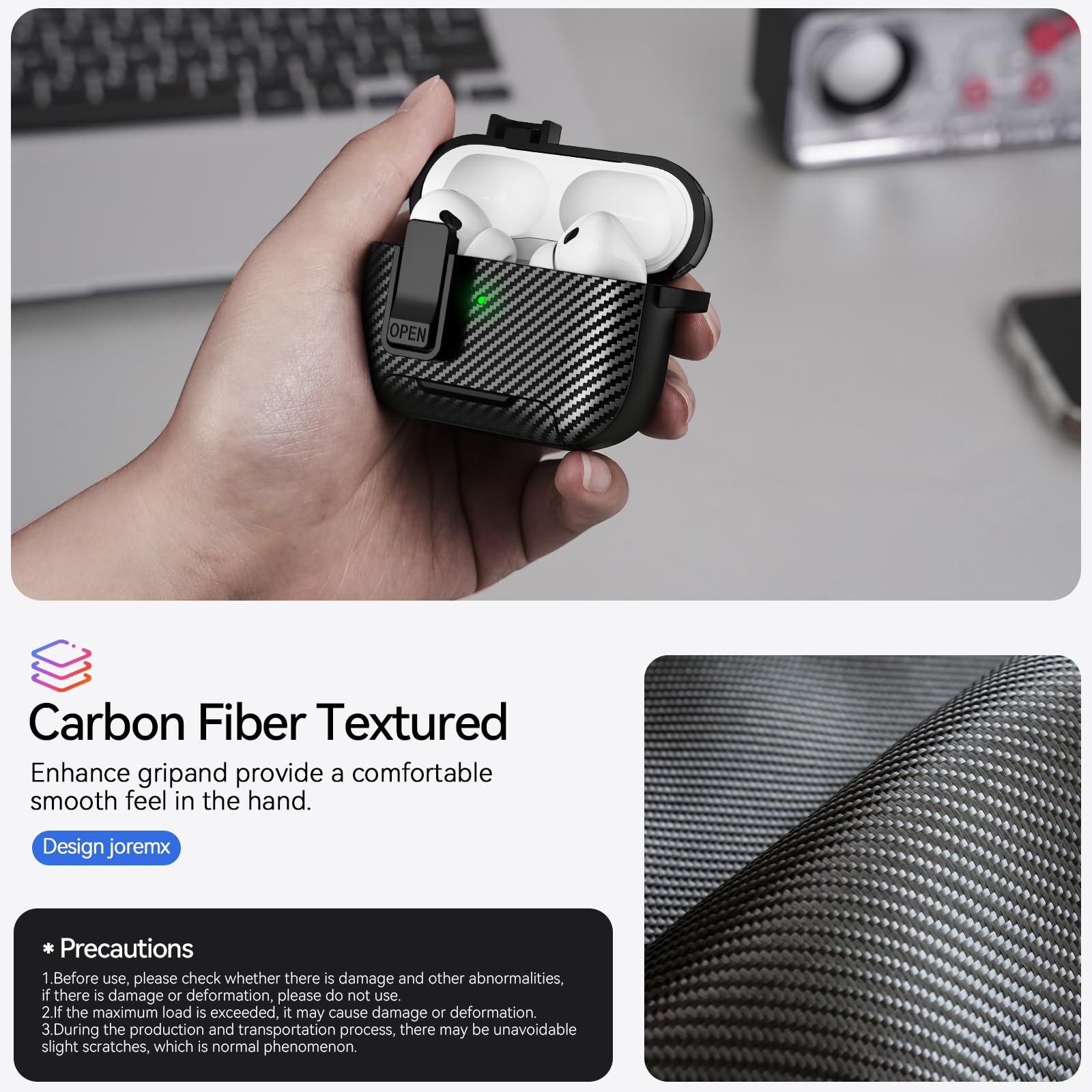 Airpod 4 Headphone Case With Phone Stand Airpod pro 2 Carbon Fiber Lock Case for AirPods 4th Gen/AirPods 4 With ANC Cover