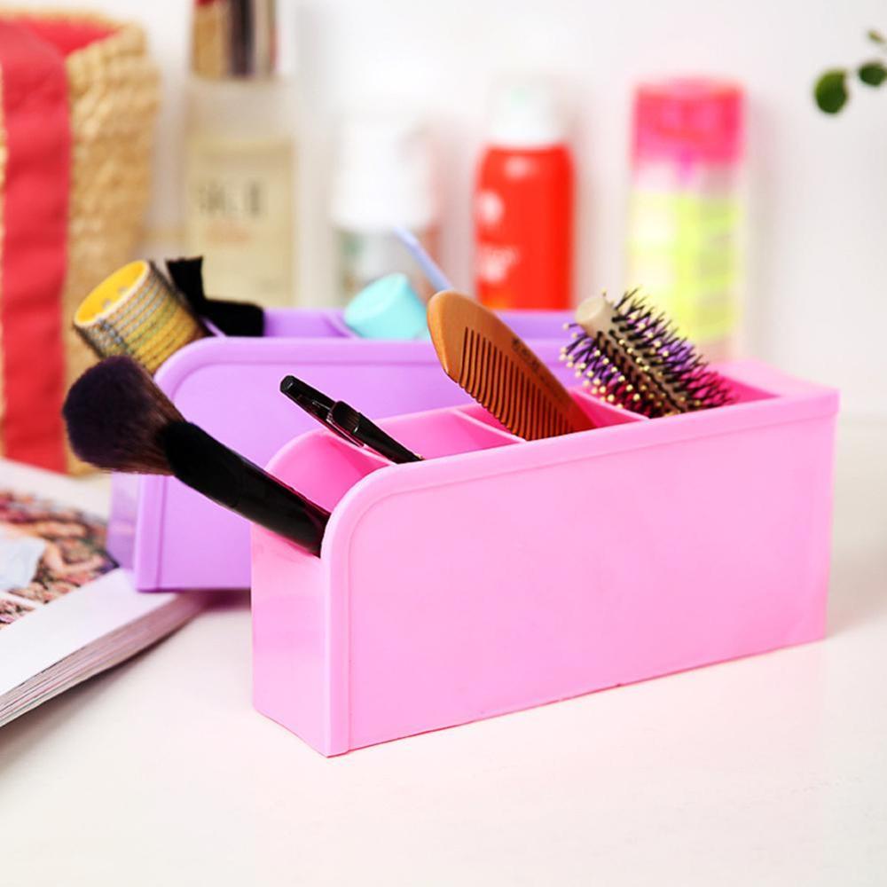 Plastic Office Desktop Storage Box Stationery Organizer Pen Container Holder Makeup Pencil Remote Control Case H4A7