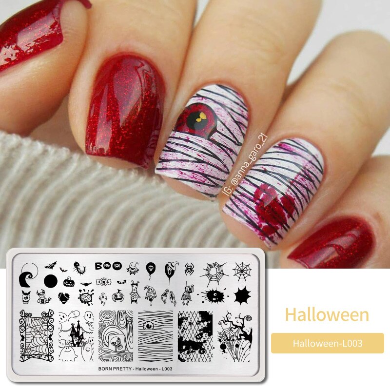 Noël saint valentin Halloween thème ongles estampage plaques timbre plaque modèle Nail Art arbre flocon de neige coeur Image