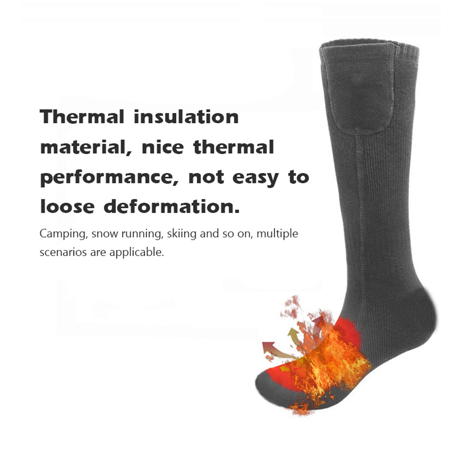 Chaussettes électriques pieds chauds chaussettes chaudes hiver chaussettes chauffantes USB chaussettes chaudes chaussettes chauffantes électriques équipement de Camping taille unique