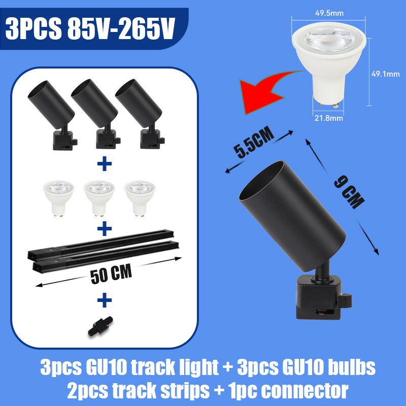Full Sets Led Track Lights GU10 Ceiling Spot Led Rail Lighting for Living Room Decor 110V 220V Spotlight Wall Track Light Fixtur
