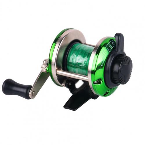 Rueda de tambor de pesca de Metal, herramienta de aparejos de pesca con línea, ahorro de trabajo, Mini arrastre, carrete de pesca en hielo, rueda giratoria ajustable: Green