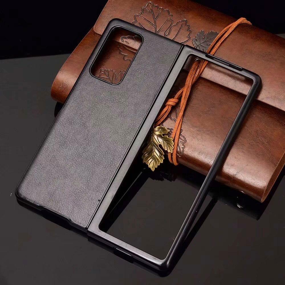 For samsung galaxy z fold 2 -deksel litchi striae hardt pc-deksel til samsung galaxy z fold 2 5g- deksel støtsikre coques