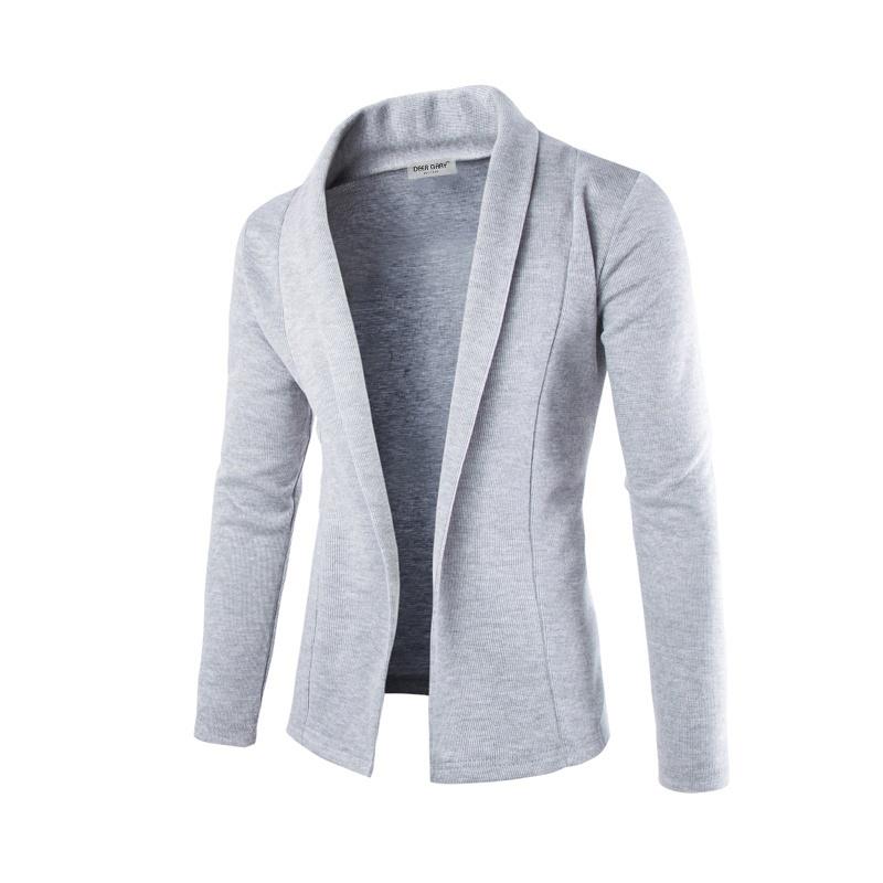 Zogaa herre sweater blazer efterår vinter fløjl jakkesæt solid sweater cardigan frakke mandlig slim fit hombre masculino: Lysegrå / Xxl