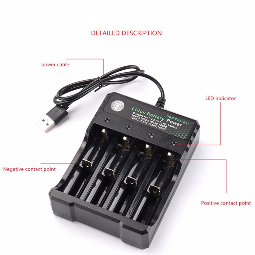 Fire slots li-ion batteri vekselstrømsadapter 18650 batterioplader til 18650 26650 18350 16340 14500 18500