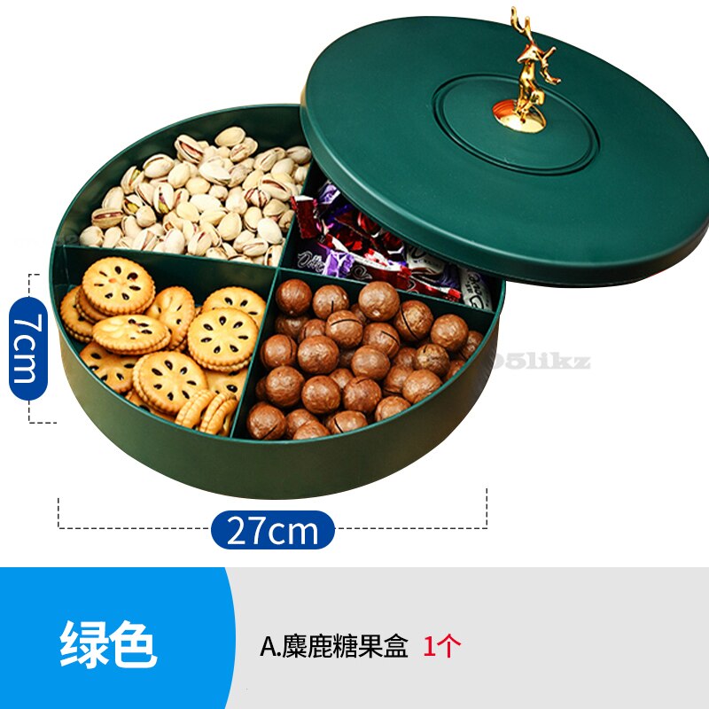 Nordic Light Luxury Fruit Tray Living Room Compartment with Lid Dried Fruit Box Candy Dried Fruit Nut Snack Storage Box