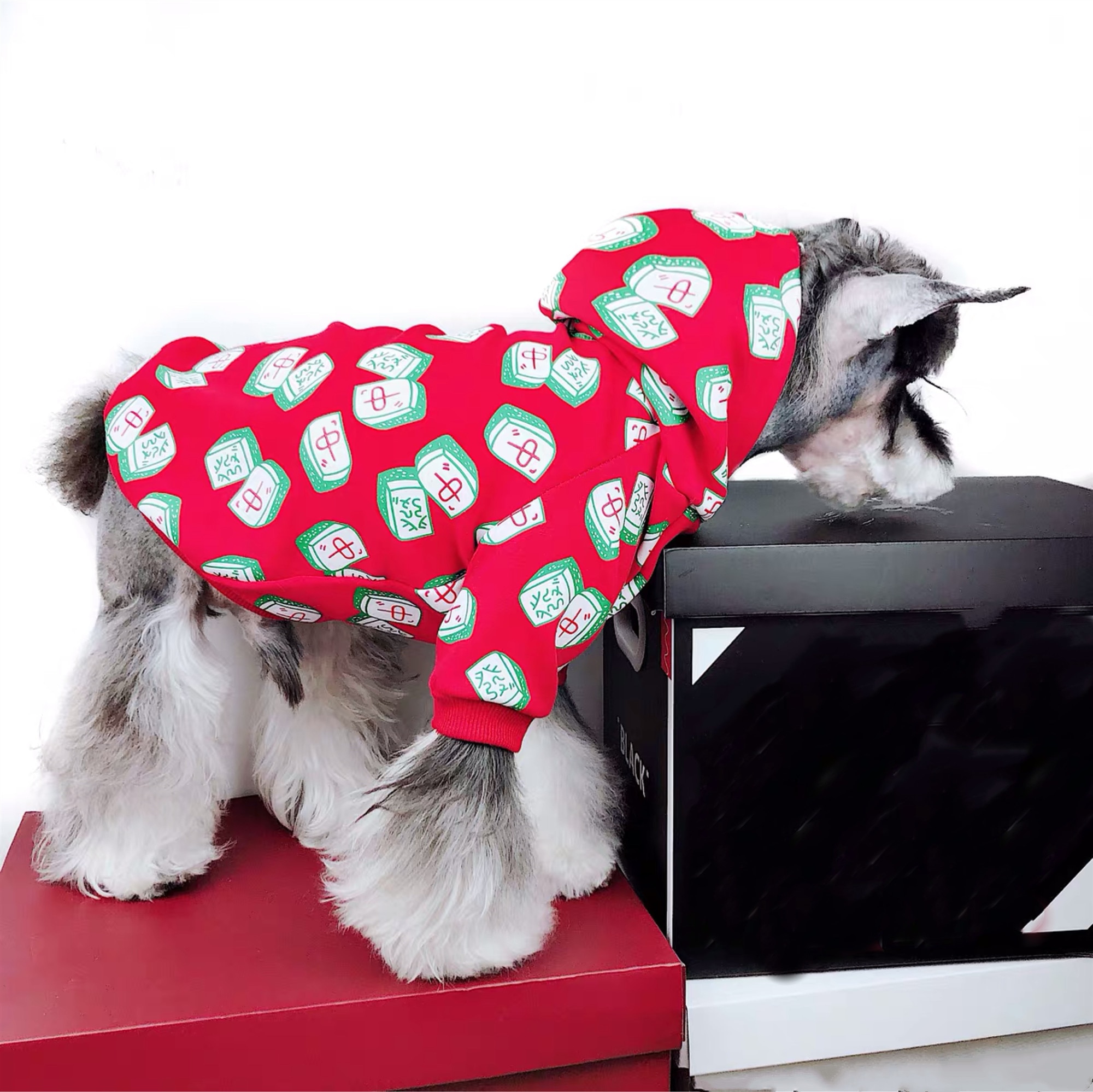 Jaar Hondenkleding Pet Puppy Mahjong Hoodie Jas Franse Bulldog Schnauzer Chihuahua Jas Voor Honden Winter Warm Houden AQC048