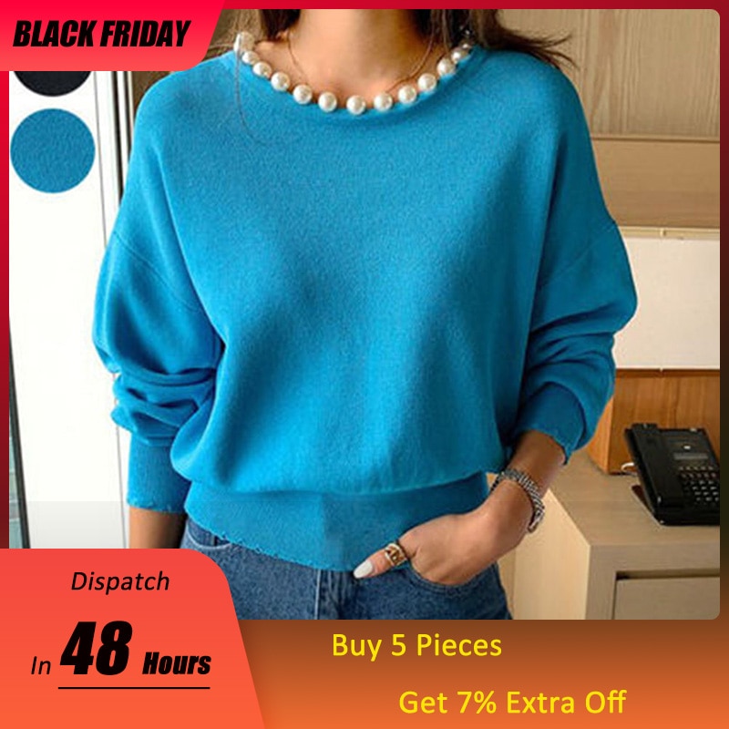 Damestrui o-hals dames breiwerk dames parels dames tops herfststijl dames herfsttrui top