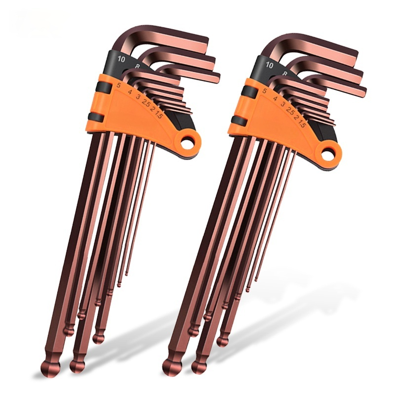 QUK Hex Wrench Set Screwdriver Universal Allen Key 1.5mm-10mm 9PCS Double-End L Type Hexagon Flat Ball Spanner Metric Hand Tools