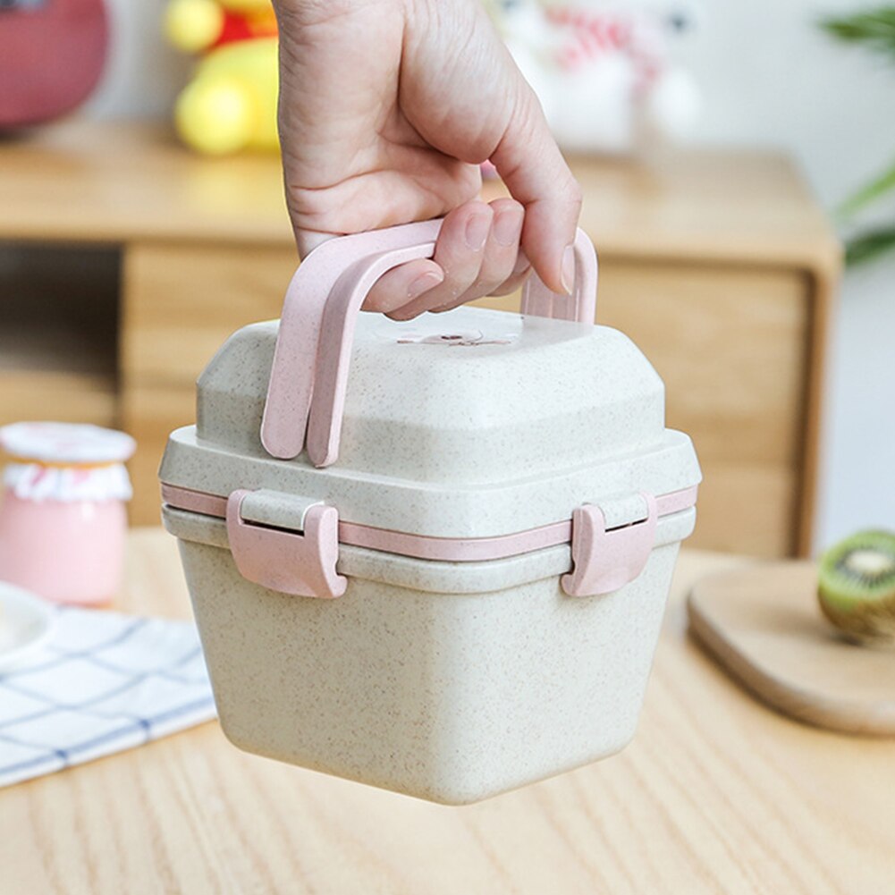 Voedselcontainer van tarwestro, voedsel bentobox, snack lunchbox voor kinderen met compartimenten lunchbox