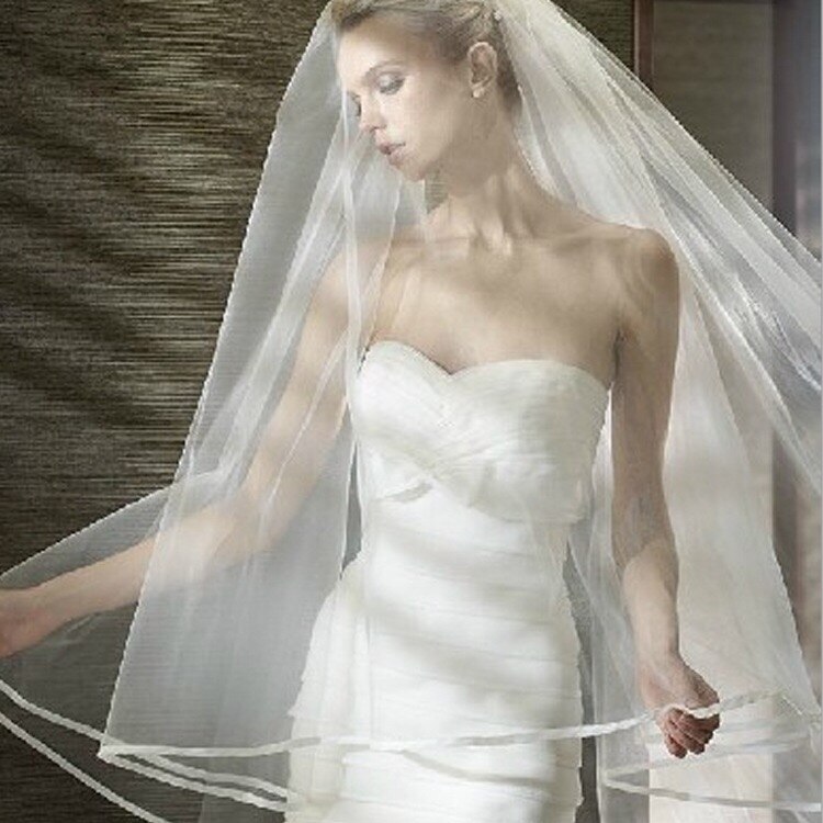 3 M Kathedrale Hochzeit Schleier 2 Layeres Lange Braut Schleier Mit Kamm-Band-Rand Frau Heiraten Neue Zubehör