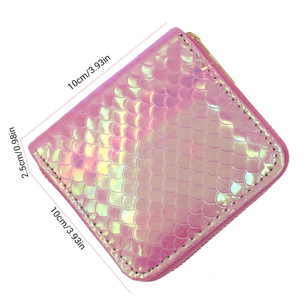 Women Mermaid Pattern Short Wallet Coin Purse PU Leather Purse Zipper Card Clutch Holder Female Small Bag and purse