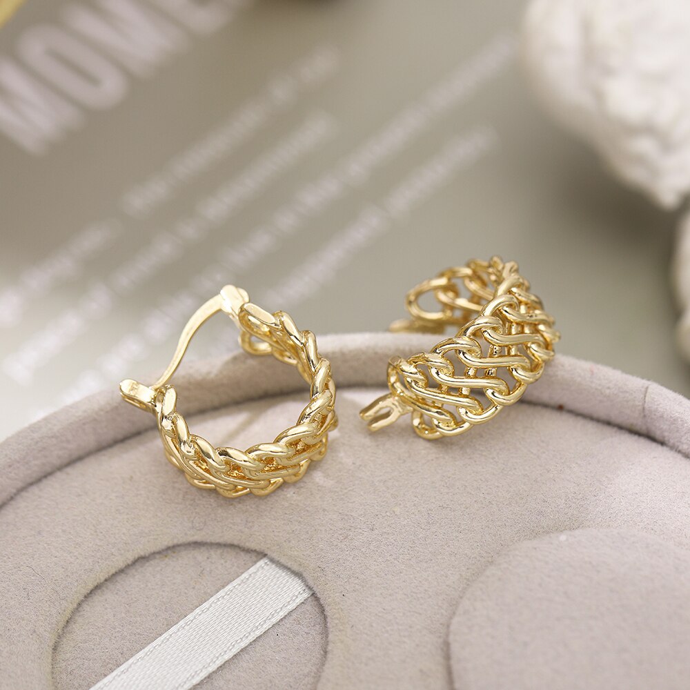 Link Chain Twist Cirkel Ronde Oorringen Gold Metal Eenvoudige Koreaanse Oorringen Voor Vrouwen 2022 Trendy Sieraden