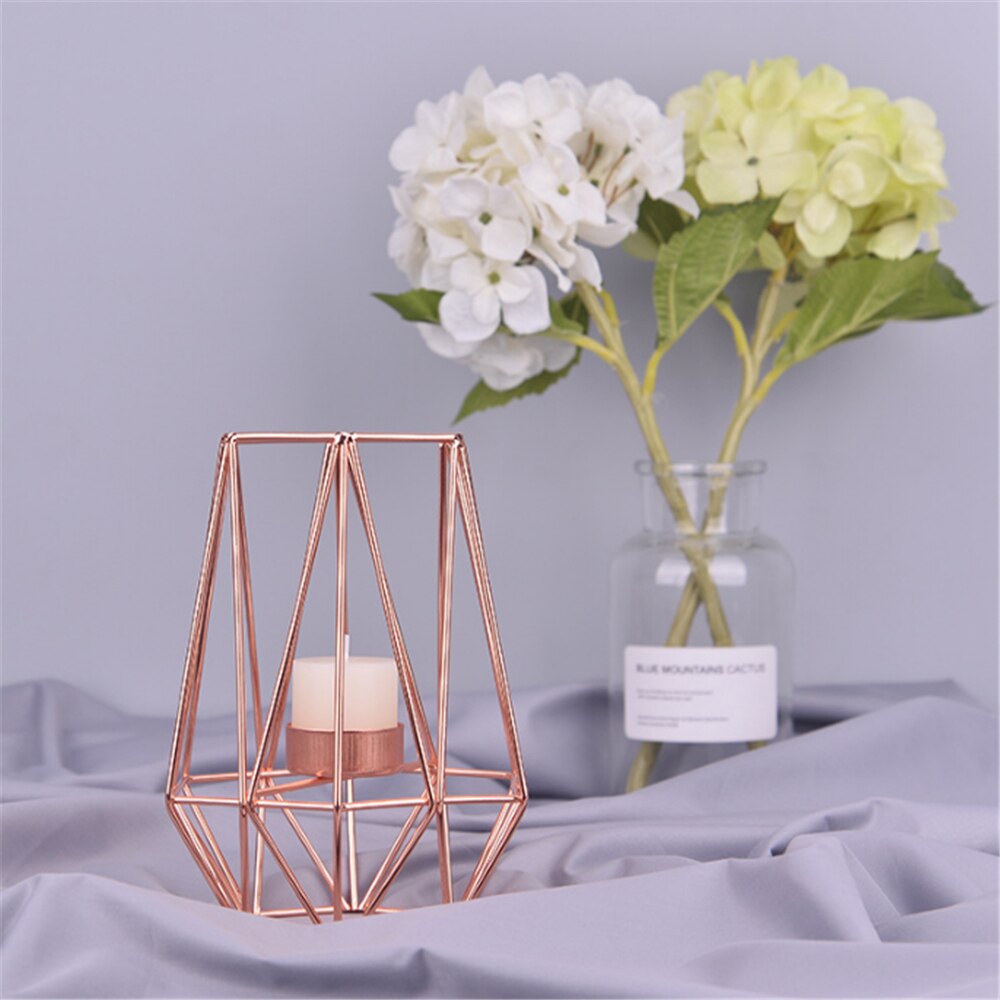 Nordic Metal Candle Holder Golden Hexagon Candlestick Diner Table Candelabra Romantic Candle Stand for Home Hotel Decoration