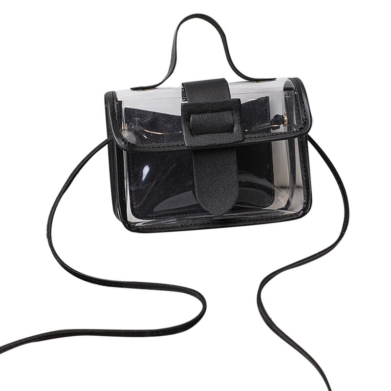 Lente Zomer Mode Vrouwen Transparante Vierkante Sling Bag Cool Schoudertas Messenger Bag Mobiele Dame Tas: Black