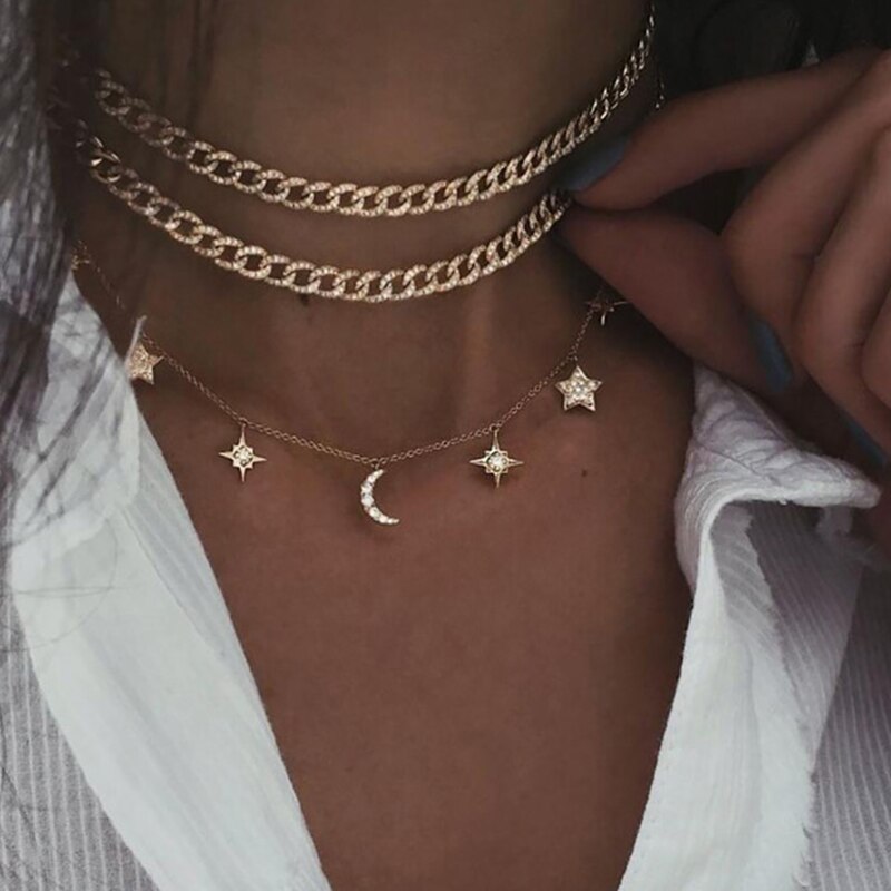 Cuban Gold Thick Chain Choker Necklace For Women Men Trendy Hip Hop Big Chunky Short Chain Choker Necklaces Jewelry: CS51532