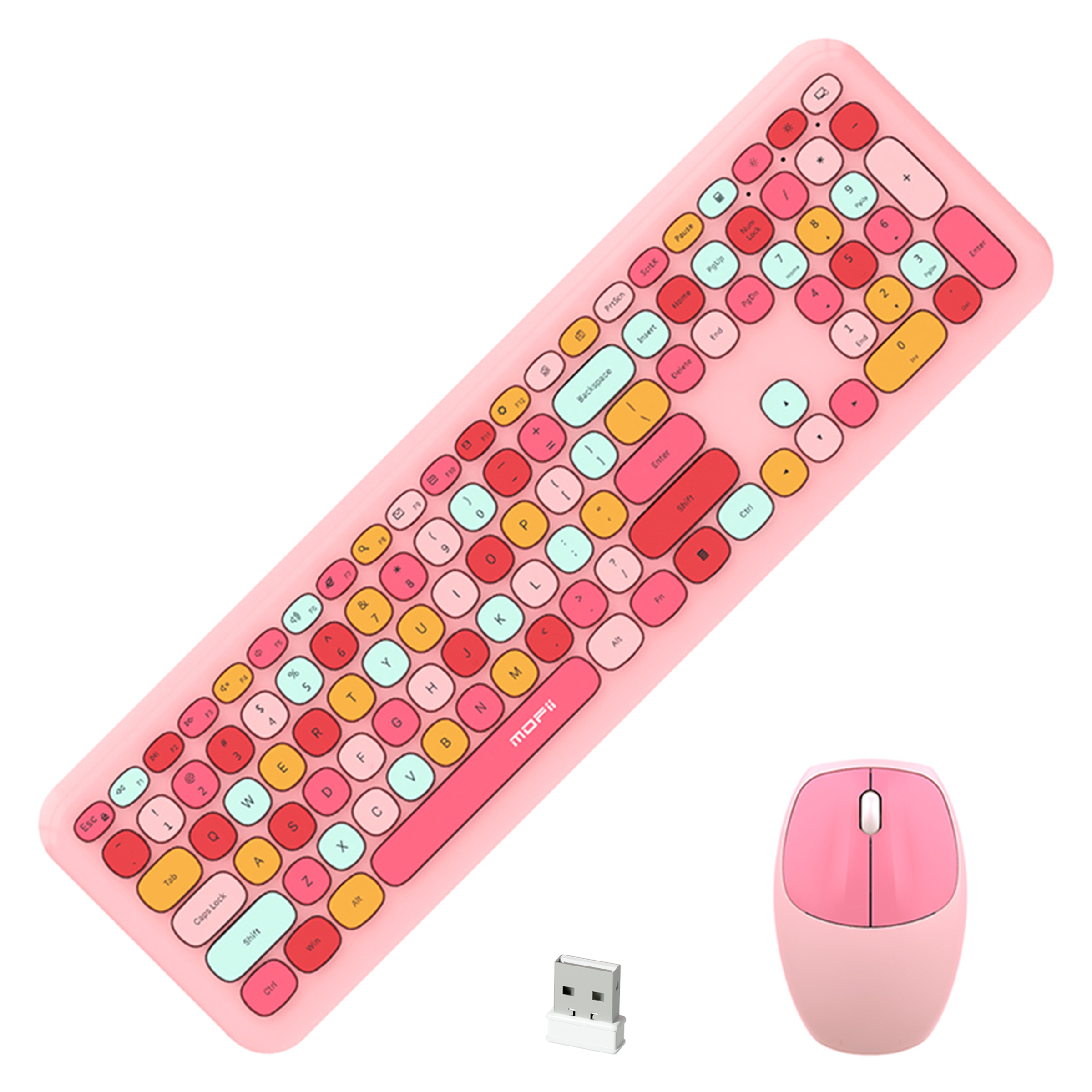 MOFii Bezprzewodowe połączenie Mieszane klawisze Kolorowe różowe 666 Bezprzewodowy zestaw klawiatury i myszy: Default Title