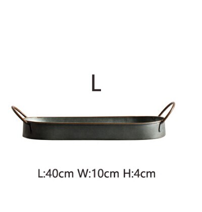 Kinglang plateau de rangement en métal vintage rétro dessert gâteau aux fruits assiette à pain avec poignée maison cuisine organisateur alimentaire stockage de bureau: L