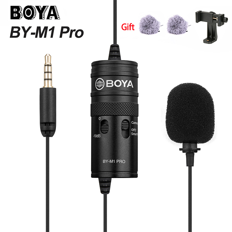 Boya BY-M1 Pro Lavalier Microfoon Clip-On Condensator Microfoon Wired 3.5 Mm Studio Mic Voor Smartphone Mac Vlog Dslr camcorder Audio