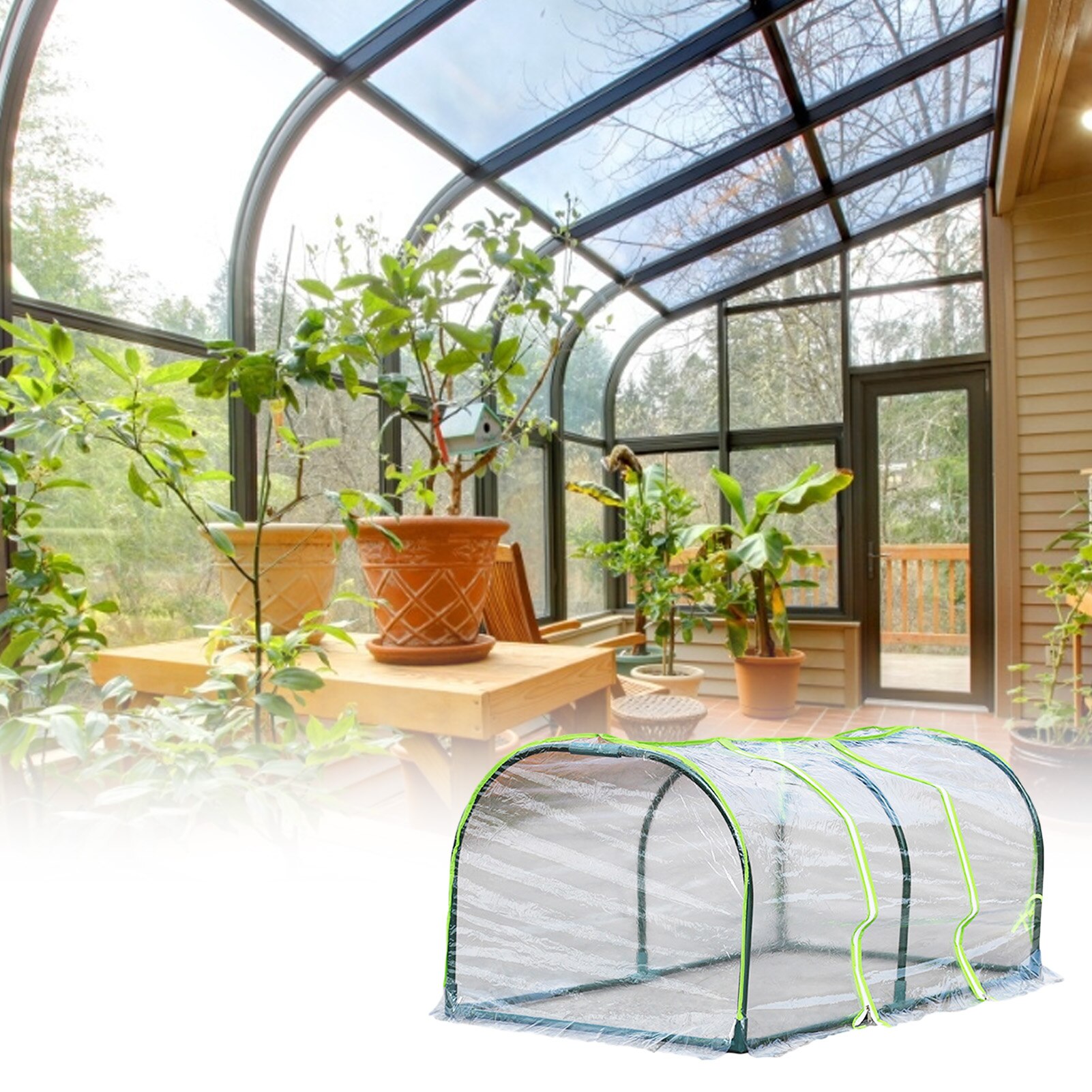 1.2m Portable Home Tunnel Greenhouse Mobile Mini Greenhouse Greenhouse Plant Insulation Ventilated Cold Cover