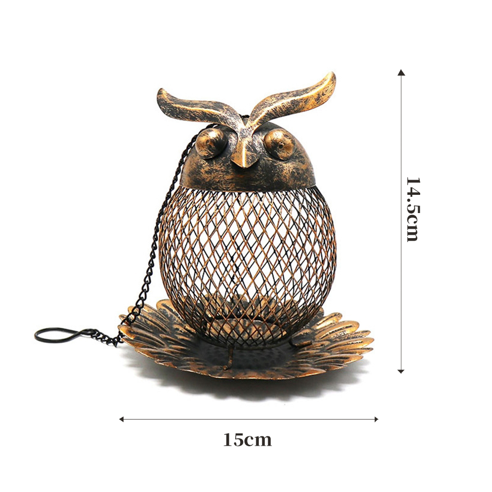 1pc Wild Bird Owl Shape Feeder Outside Hanging Metal Mesh Wild Hummingbird Feeders Owl Decor Accessories for Outdoor Garden Yard