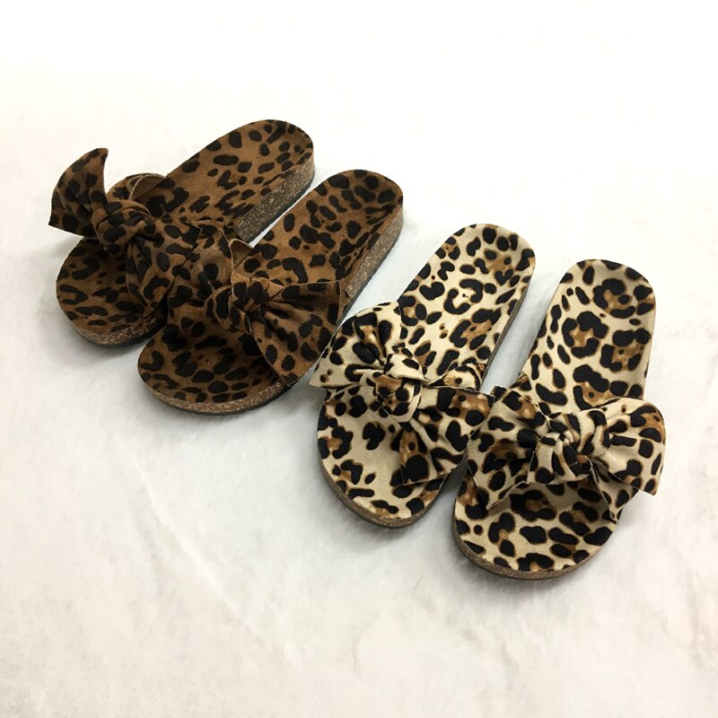 women fatia leopard ribbon sandals with cork lady open toe cork slides slippers
