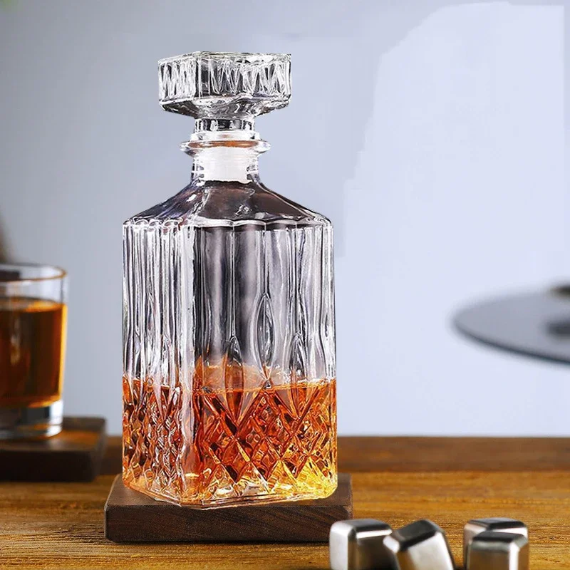 Decantadores de whisky de vidrio sin plomo para licor Scotch Bourbon, botella de copa de vino de 3 estilos, novedoso, 1000ml