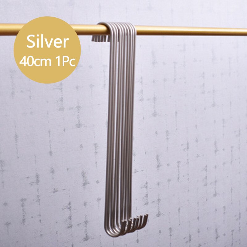 Guld/svart/silver s-form krok kök sovrum multifunktionsräcke s hängare krok spänne hållare krokar hängande förvaringsverktyg: Silverfärg 40cm