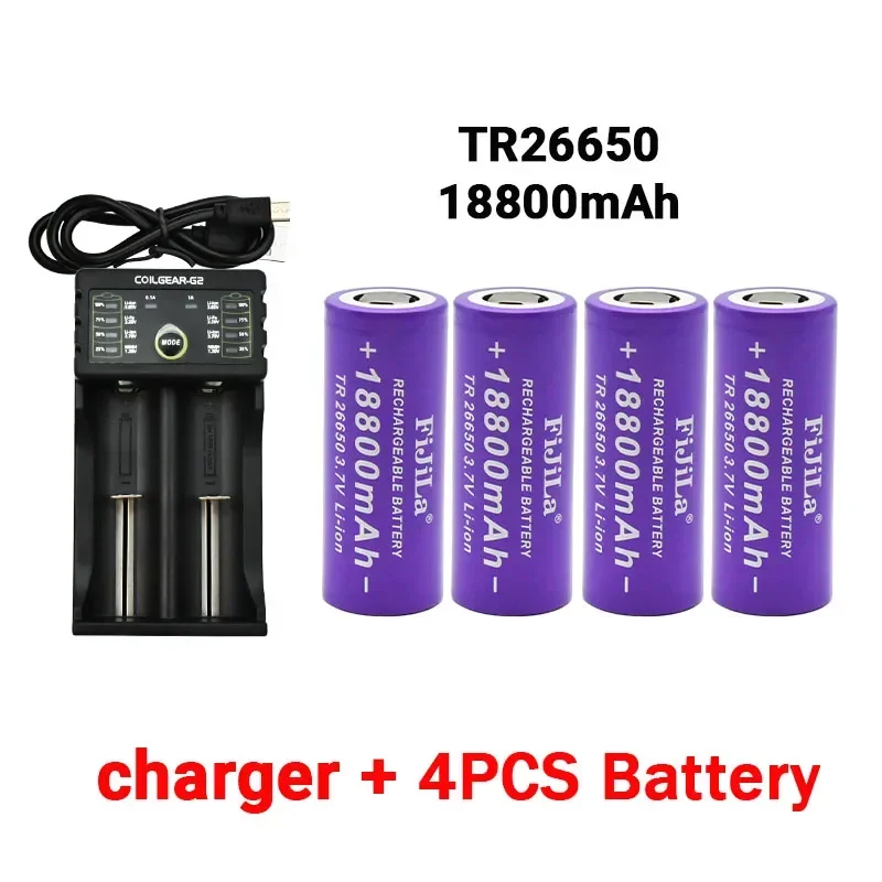Batería recargable De iones De litio, 26650, 3,7 V, 18800mAh, para lámpara De Poche LED, Torche, acumulador, Chargeur, Nouveauté 26650A: Azul