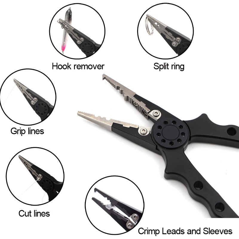Alicates de pesca de aluminio Crazy Shark, cortador de anillas divididas, alicates de engaste de carpa, soporte de pesca de plomo para aparejos, productos para la pesca, 18cm
